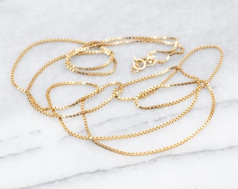 14K Yellow Gold Box Chain, 31 Inch, Spring Ring Clasp