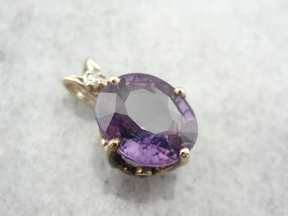 Luscious Purple Spinel with Pink Gleam, Diamond A… - image 1