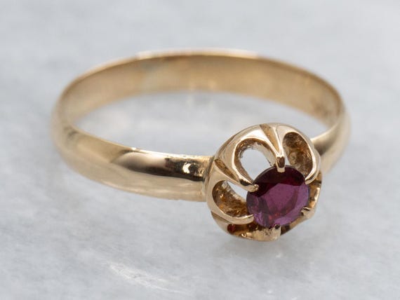 Buttercup-Set Ruby and Gold Solitaire Ring - image 2
