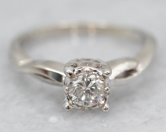 Twisting Gold Diamond Solitaire Ring, Diamond Engagement Ring, Solitaire Engagement, White Gold Diamond Ring, Round Brilliant Diamond A24524