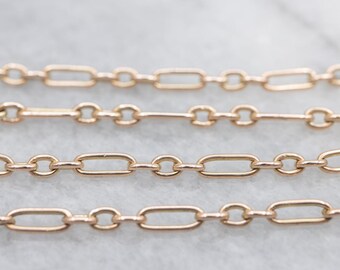 14K Yellow Gold Trombone Link Chain, 20.5 Inch