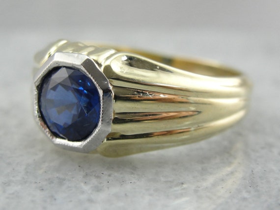 Buy Antique 1930s Diamond & Sapphire 3-stone Ring, Mens ATL 37A Online in  India - Etsy