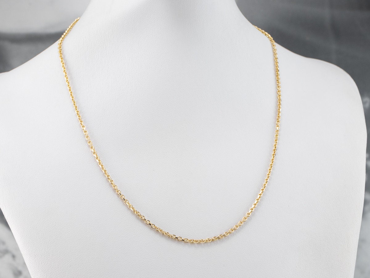Yellow 14K Gold Cable Chain, Gold Necklace, 21 inch Chain, Pendant Chain, Layering Necklace, Thin Chain, Vintage Chain ELU5AL7Z