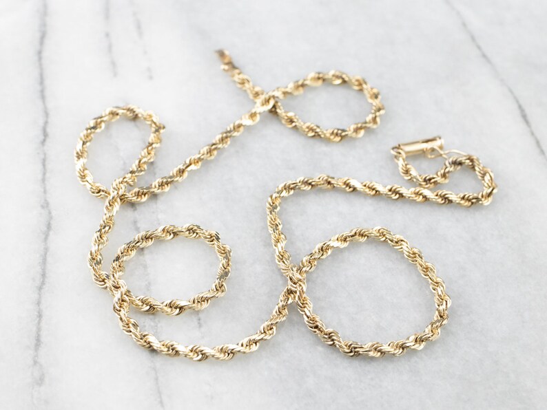 14K Gold Rope Chain 20 Inch Gold Chain Yellow Gold Necklace Etsy