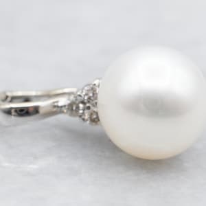 Saltwater Pearl and Diamond Pendant, Pearl Pendant, White Gold Pearl Pendant, June Birthstone, Layering Pendant, Pearl Pendant A47630