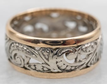 Two Tone Filigree Band, Two Tone Pierced Band, Two Tone Band, Pierced Band, Filigree Band, Stacking Band, Openwork Band, Band A28129