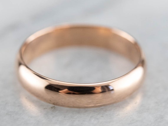 Antique Rose Gold Wedding Band, Plain Gold Band, … - image 3