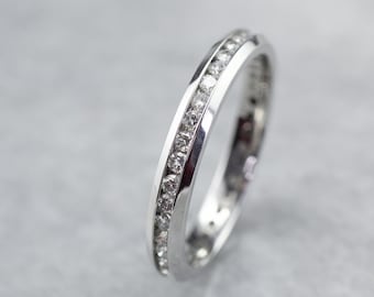 Platinum Diamond Eternity Band: Dainty Stacking Ring, .50 Carats