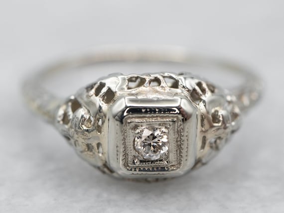 Art Deco Diamond Engagement Ring, Art Deco Diamon… - image 1