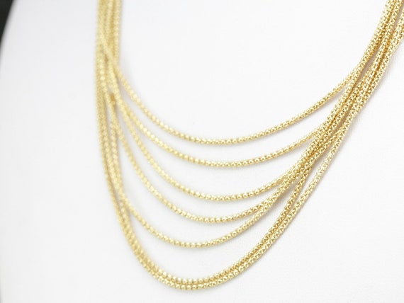 Yellow Gold Multi Strand Necklace, Graduated Neck… - image 4