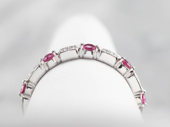 14K White Gold Ruby and Diamond Stacking Band - image 8