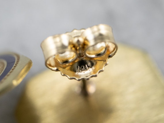 Blue Enamel Gold Stud Earrings, Upcycled Vintage,… - image 7