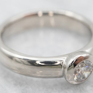Platinum Bezel Set Diamond Solitaire Engagement Ring, Platinum Engagement Ring, Diamond Engagement Ring, Platinum and Diamond Ring A30448