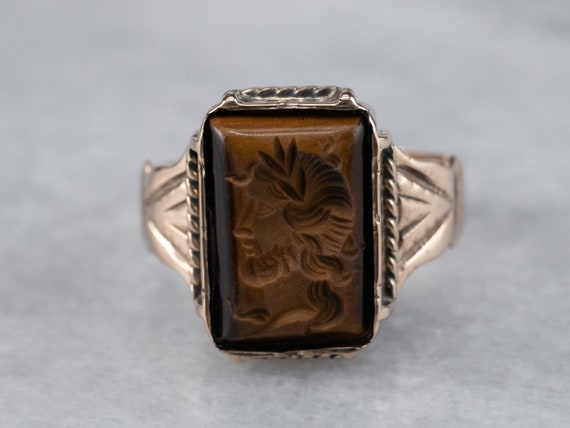 Tiger's Eye Intaglio Ring, Victorian Ring, Antiqu… - image 2