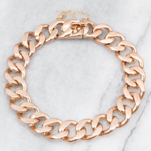 Rose Gold Curb Chain Bracelet with Box Clasp and Safety Chain, Rose Gold Bracelet, Curb Chain Bracelet, Unisex Bracelet, Bracelet A29666