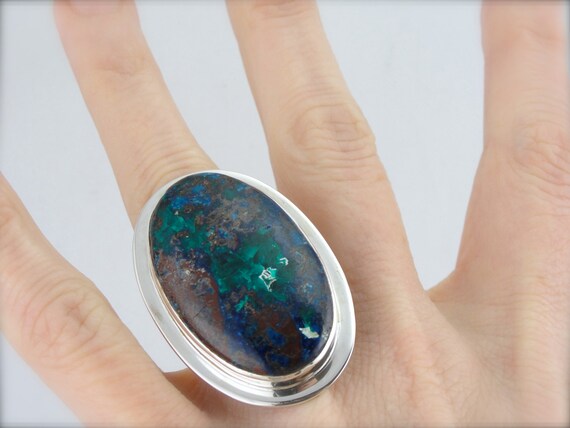 Chrysocolla Statement Ring in Sterling Silver  Y9… - image 5