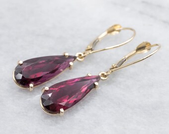 Pink Tourmaline Pear-Cut 14K Yellow Gold Drop Earrings