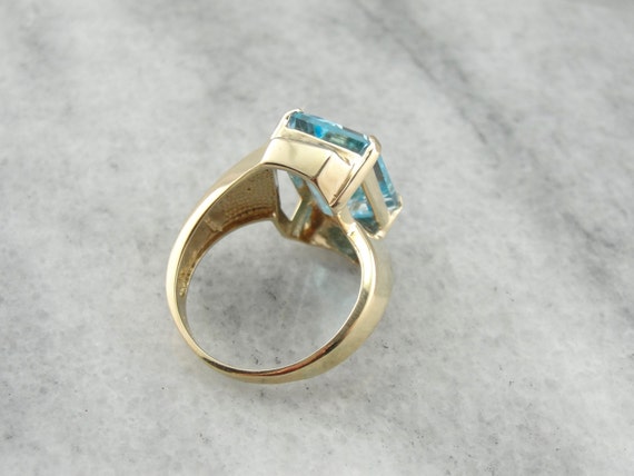 Sleek Modernist Blue Topaz Bypass Ring DMK031-R - image 3