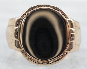 10K Yellow Gold Large Signet Ring, Unisex Statement Ring