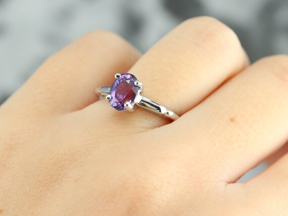Purple Sapphire Solitaire Ring, Sapphire Engageme… - image 7