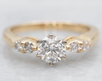 Round Brilliant Diamond 14K Yellow Gold Engagement Ring