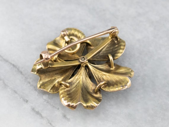 Antique Baroque Pearl Flower Pin or Pendant, Yell… - image 5