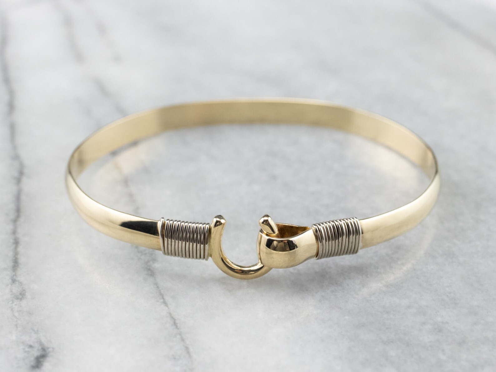 14K Gold Hook Bracelet St Croix Hook Bracelet Two Tone Gold Etsy