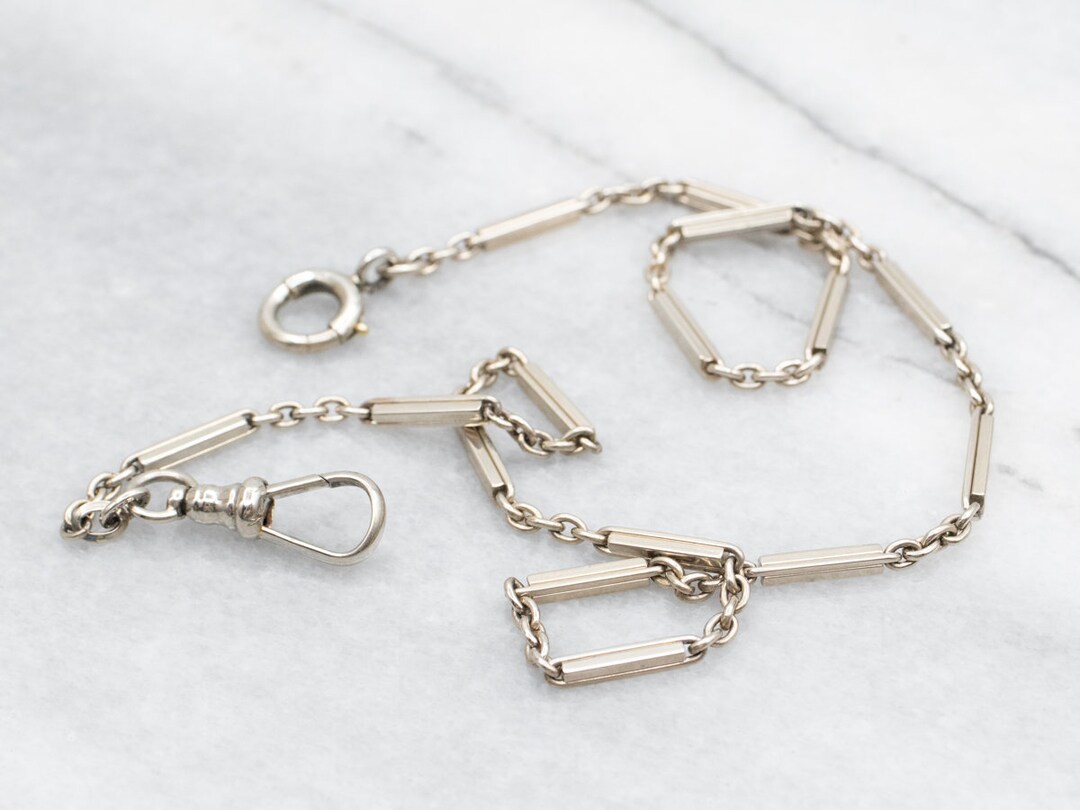 Vintage White Gold Pocket Watch Chain, Watch Chain, Watch Accessories ...