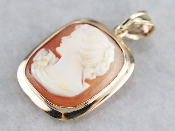 Vintage Cameo Pendant, Yellow Gold Cameo Pendant,… - image 3