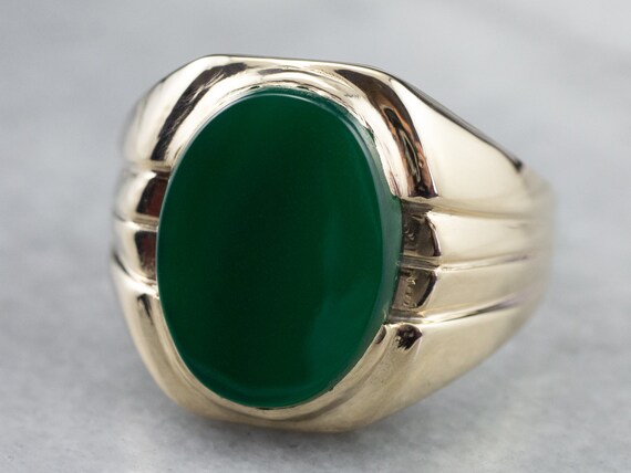 Men's Green Onyx Statement Ring, Green Stone Ring… - image 3