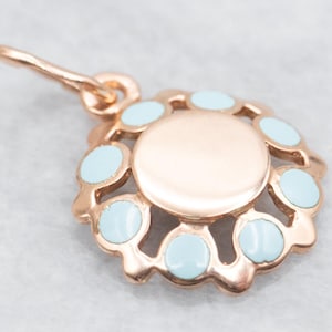 Rosegold und Blau Emaille Anhänger, Rosegold Anhänger, Gold und Emaille Anhänger, Blauer Emaille Anhänger, Emaille Anhänger, Gold Anhänger A53457