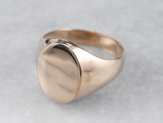 Unisex Plain Gold Signet Ring, Oval Signet Ring, … - image 2