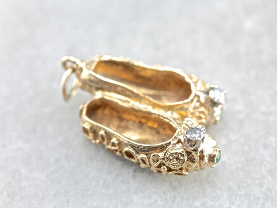 Golden Slippers, Vintage Diamond and Turquoise Go… - image 2