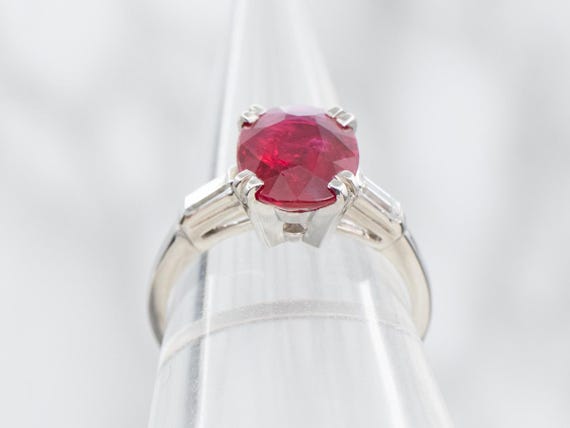 GIA Certified 3.07 Carat Oval Ruby and Diamond Pl… - image 3