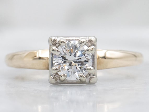 Vintage Brilliant Diamond Solitaire Engagement Ring