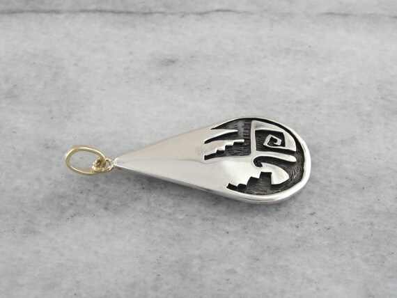 Native American Tear Drop Pendant with Abstract T… - image 3