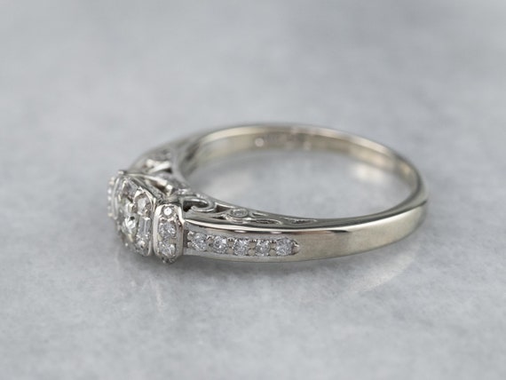 Modern Diamond Halo Engagement Ring, White Gold D… - image 4