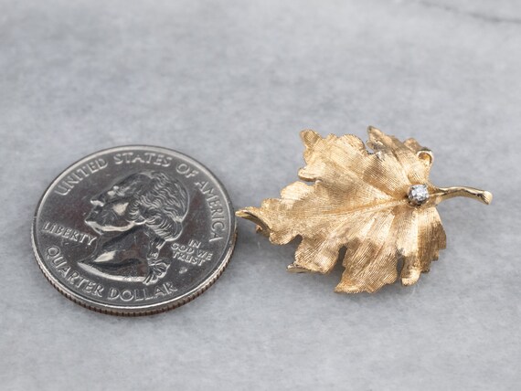 Diamond Gold Leaf Brooch, Leaf Pin, Autumn Brooch… - image 10