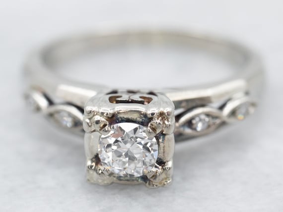 Diamond Engagement Ring, Vintage Diamond Ring, Cl… - image 1