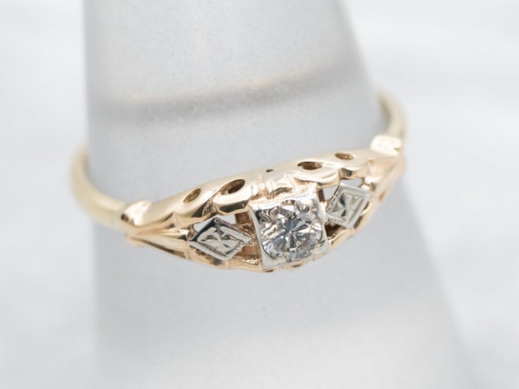 Diamond Gold Engagement Ring, Diamond Solitaire E… - image 4