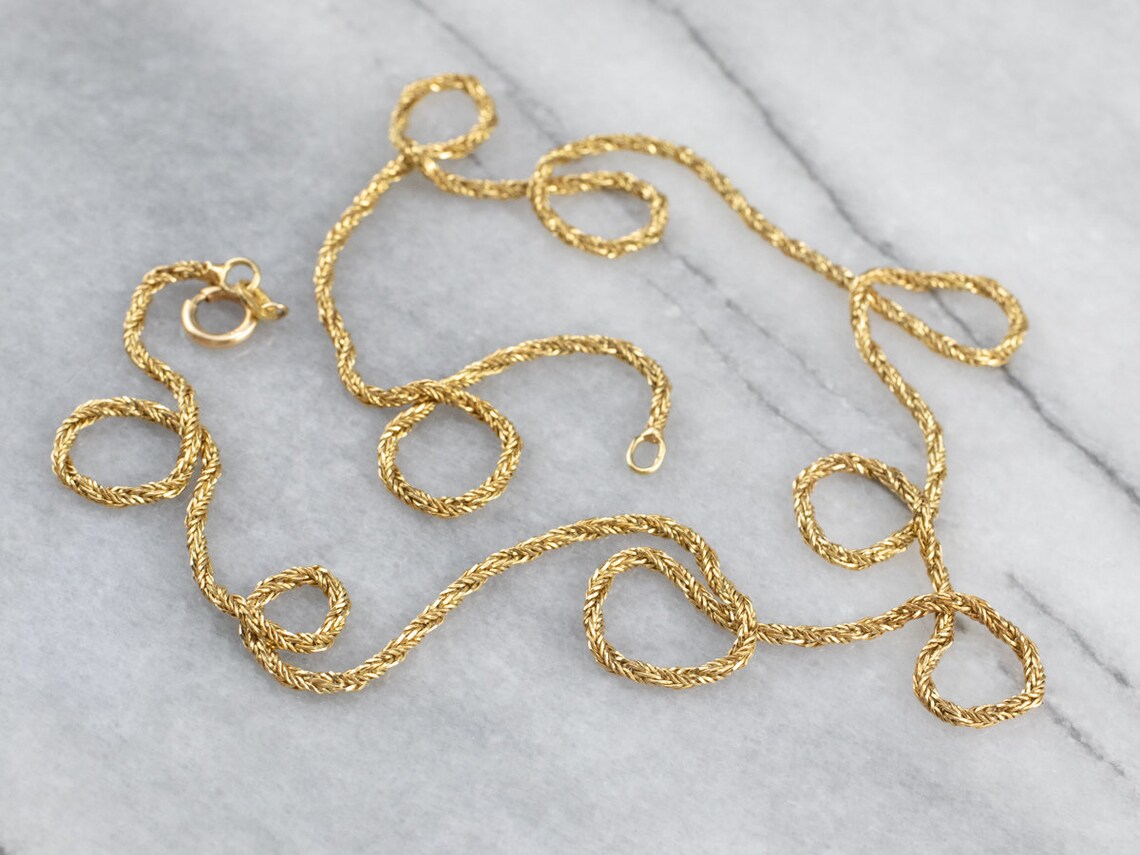 18K Gold Twisted Wheat Chain Layering Necklace Sparkling Etsy