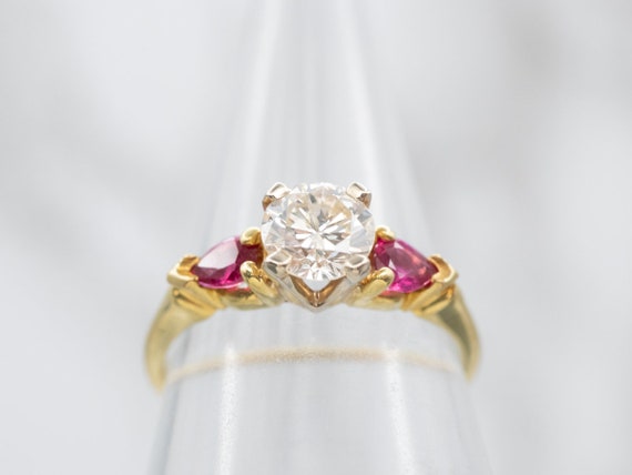 Diamond and Ruby Engagement Ring, Yellow Gold Dia… - image 4