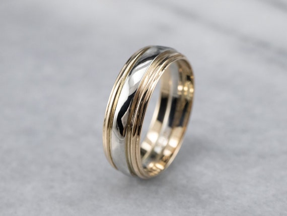 Two tone 14k gold wedding bands sale