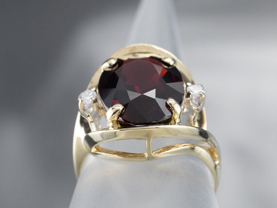 Gold Garnet and Diamond Ring, Yellow Gold Garnet … - image 8