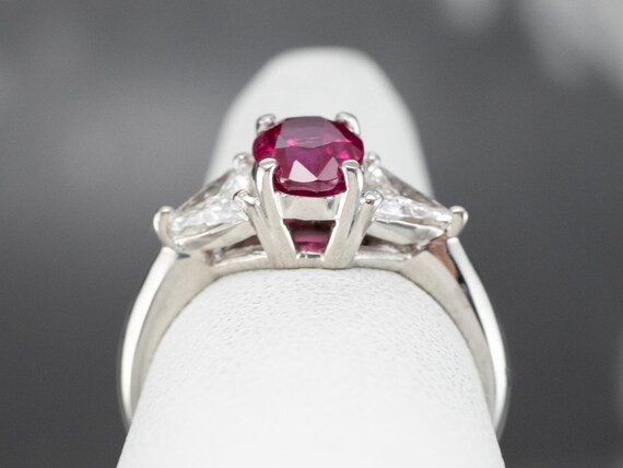 Oval Ruby Diamond Platinum Engagement Ring, GIA C… - image 7