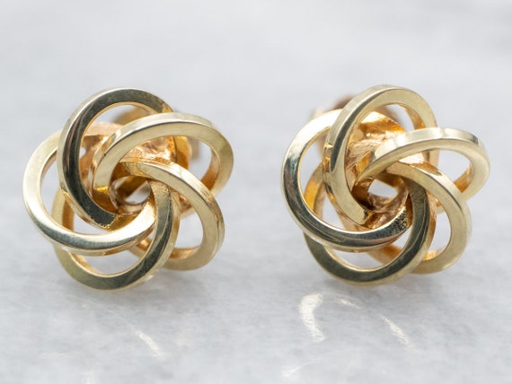 Yellow Gold Knot Stud Earrings, Gold Stud Earring… - image 1