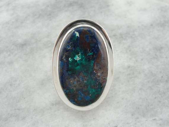 Chrysocolla Statement Ring in Sterling Silver  Y9… - image 1
