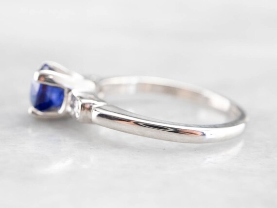 Sapphire Diamond Engagement Ring, Vintage Sapphir… - image 4
