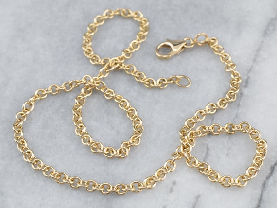Vintage Round Link Chain, Gold Rolo Chain, 18 Kar… - image 2