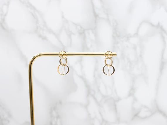 14K Yellow Gold Interlocking Circle Earrings, Mod… - image 5